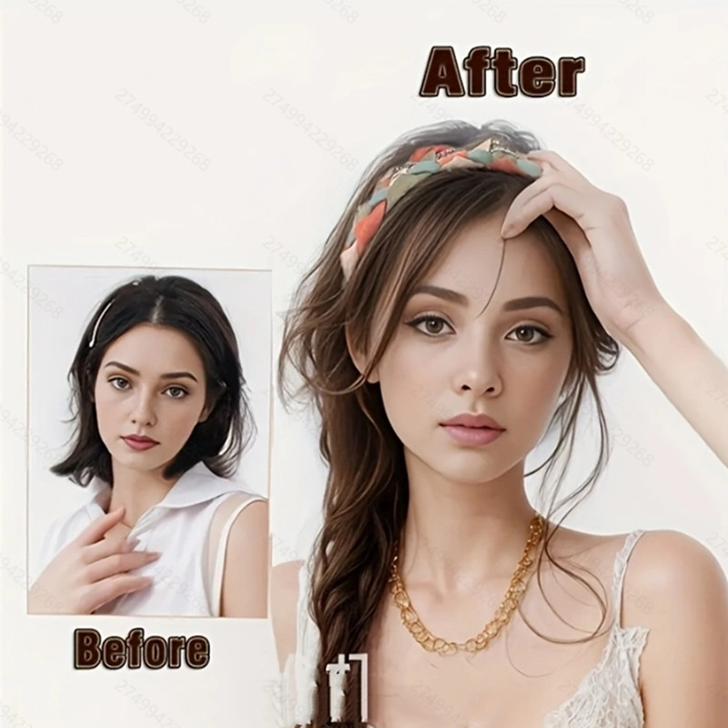 Elegant Ladies' Event Suitable Wigs with Hairbands for Relaxing Wear