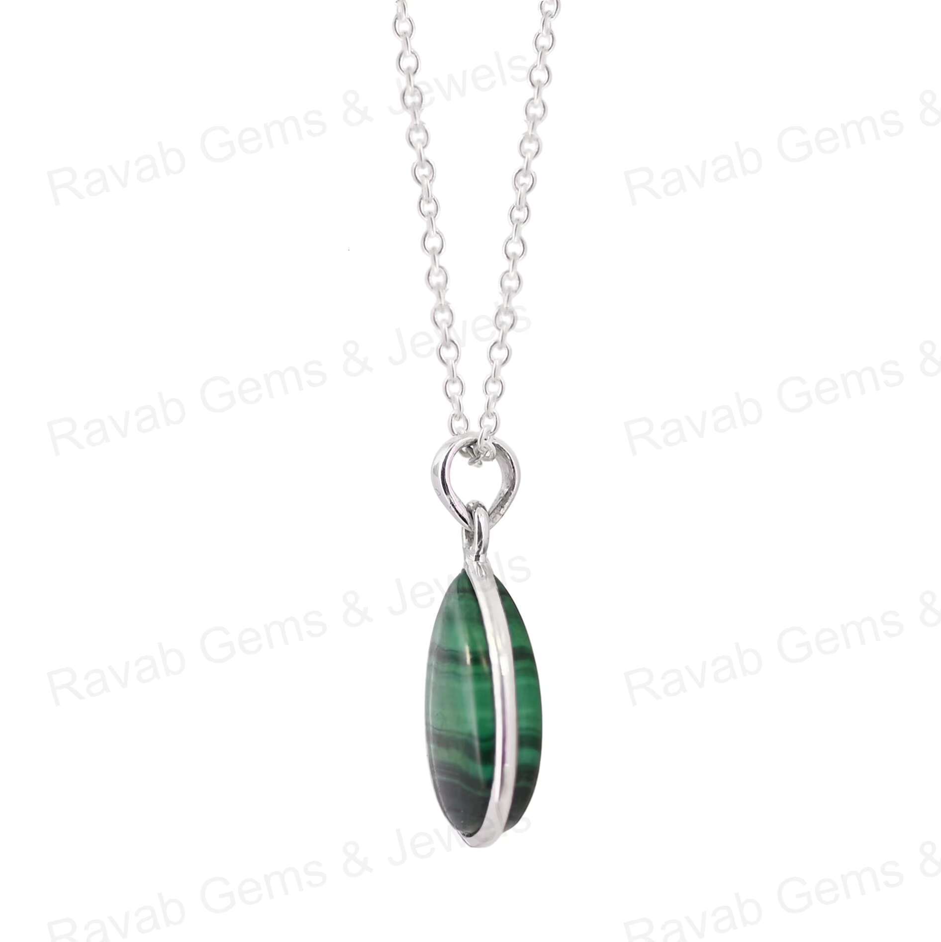 Hot selling sier pendant necklace, handmade for women, 12x16mm, tears, natural pea stone, healing crystal, embedded frame, exquisite jewelry