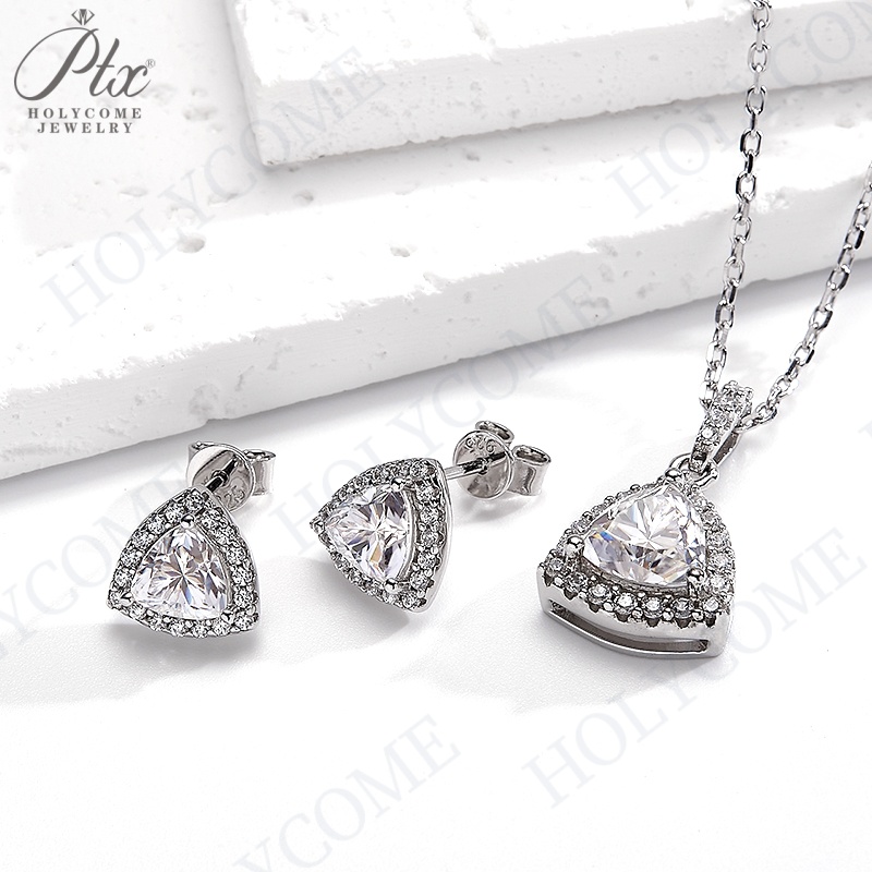 Trillion Cut Stud Earrings S925 Sterling Silver Gemstone Jewelry Set Moissanite Halo Elegant Gems Ear Stud Women Fashion Earring
