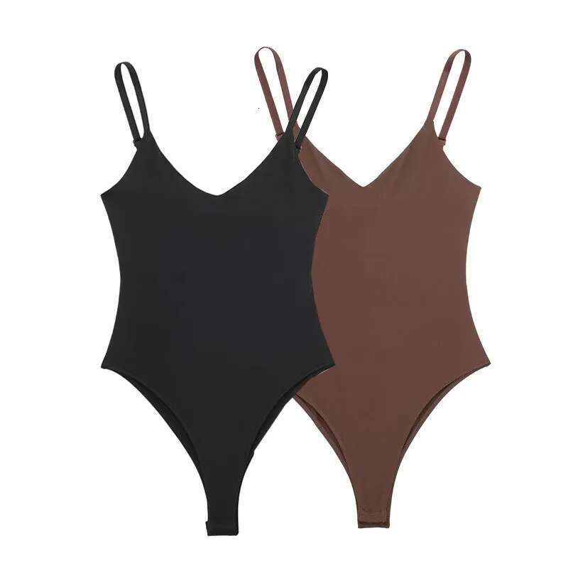TRAF 2025 Black Body Strappy Sleeveless Bodysuit Women Bodycon Backless Sexy bodysiuts Woman Lingerie Summer Overalls