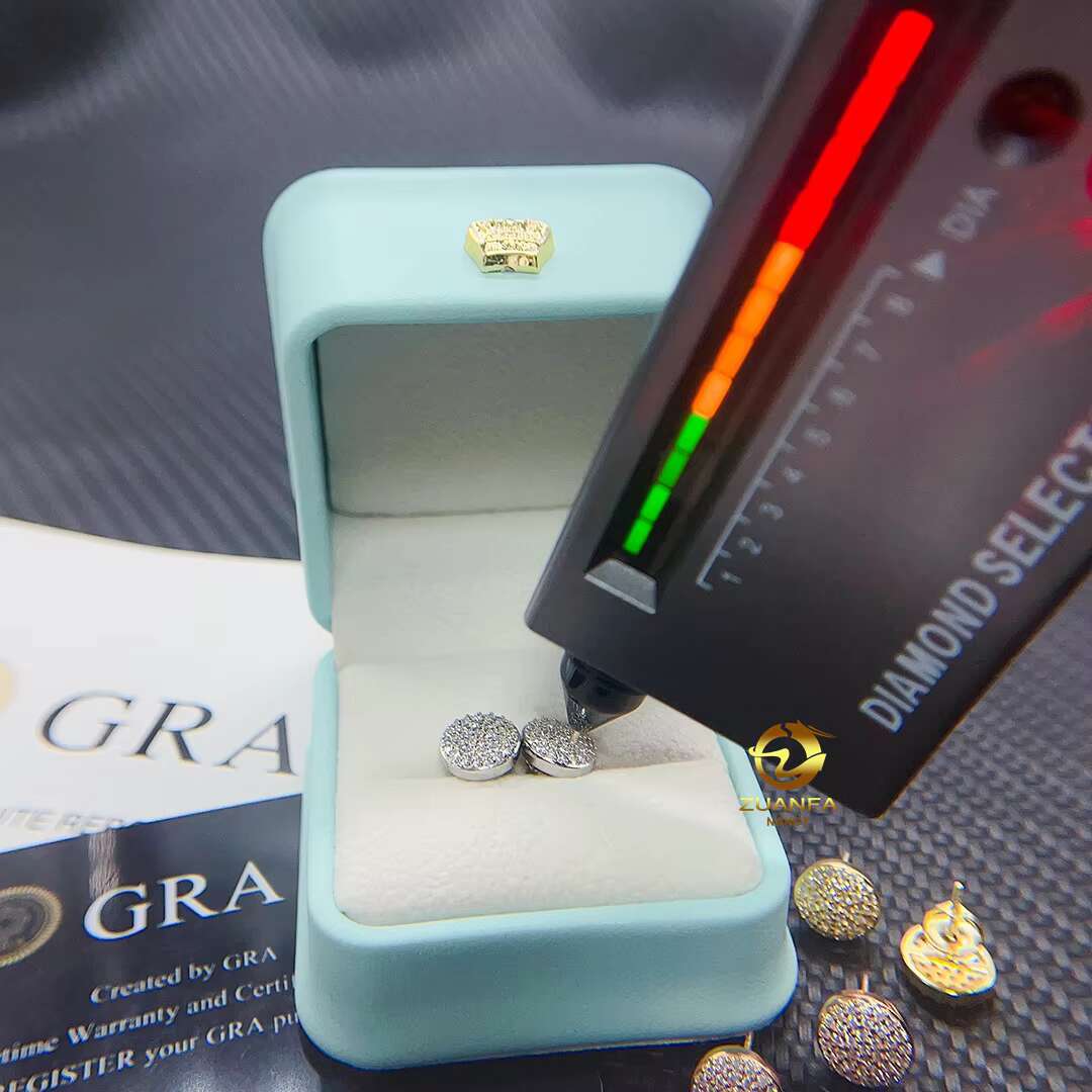 High Quality Hip Hop Jewelry Micro Pave Iced Out Lab Diamond 925 Silver Men Women Moissanite Stud Earring