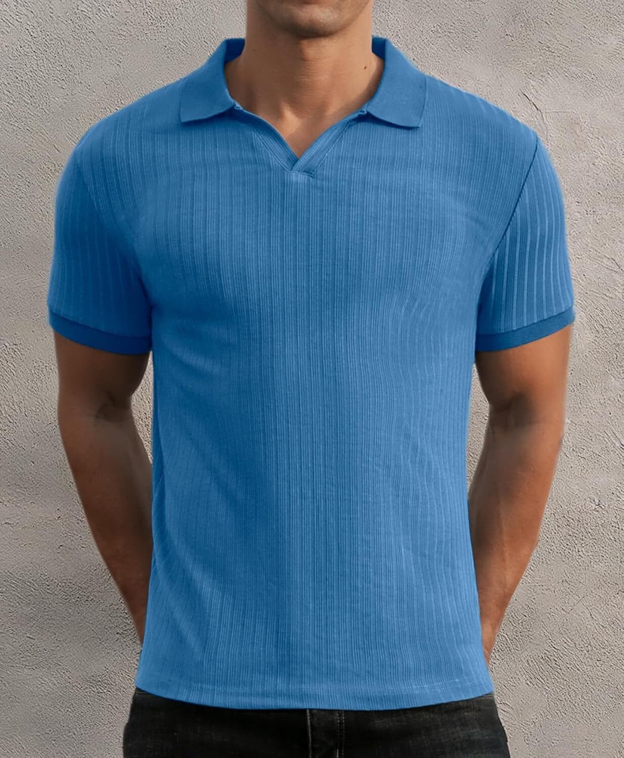 Mens Polo shirt Men's Muscle Polo Shirts V Neck Slim Fit Ribbed T Shirts Short Long Sleeve Golf Collar Shirt Casual Tee Polos shirts tshirt