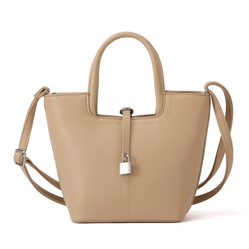 Simple Handheld Bucket Korean Edition Western Style Shoulder Solid Color Commuter Crossover Women's Bag