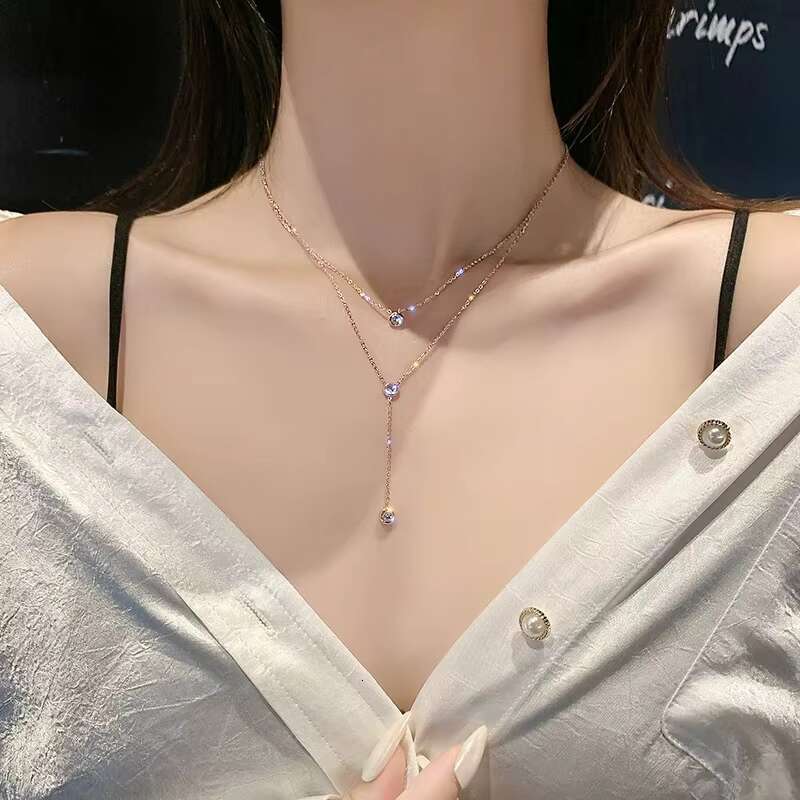 Jessy Fashion 2021 New Designer Jewelry Stainless Steel Classical Pendant Style Double Rod Necklace for Women