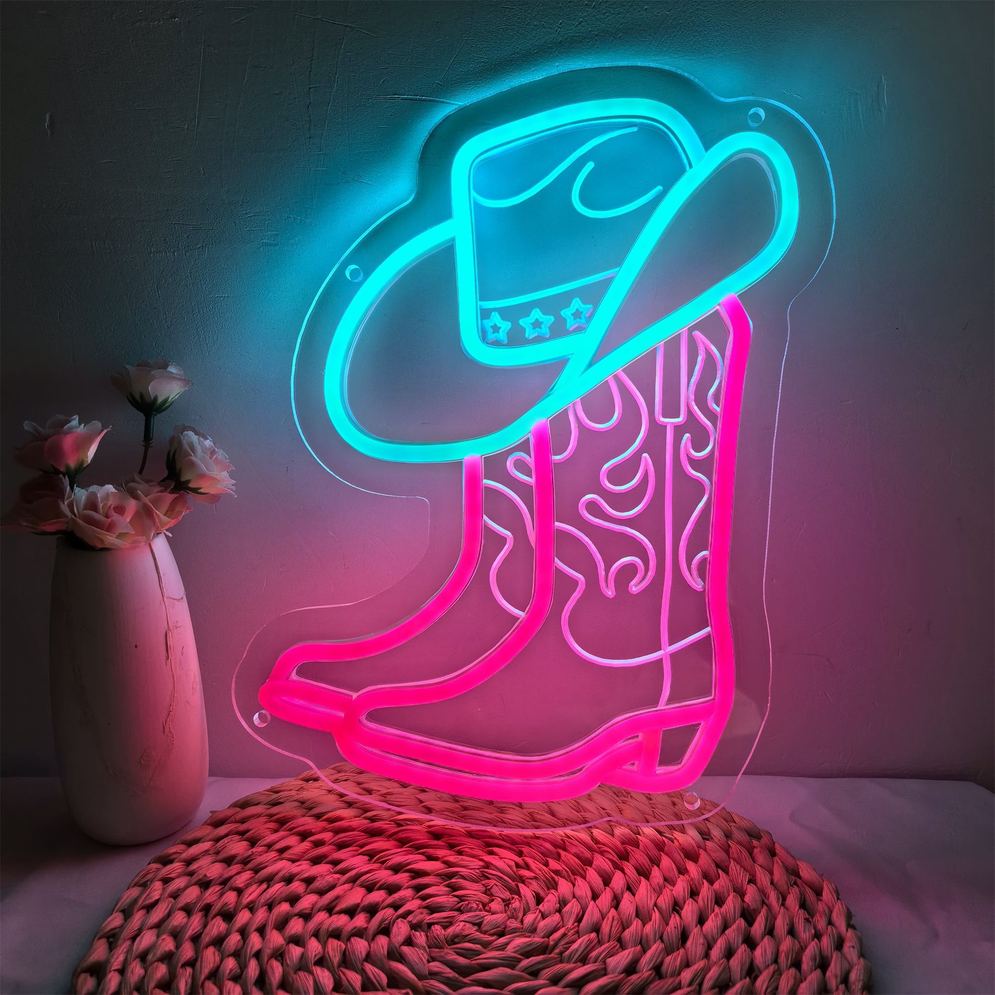 Cowboy Boot Neon Sign, Cowboy Hat Sign for Wall Decor Western Led Light for Bedroom, Bar, Office, Man Cave - Best Gifts for Rodeo Enthusiast, Birthday