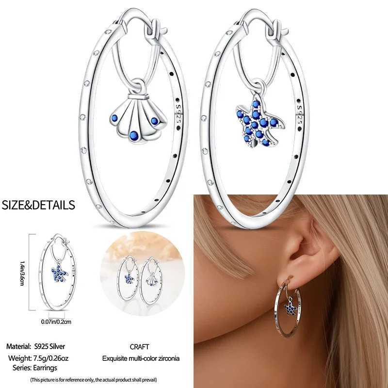 2024 New 925 Sterling Silver Exquisite Four Leaf Ladybug Sea Turtle Star Hoop Earrings Women Engagement Wedding Jewelry Gift Y250510