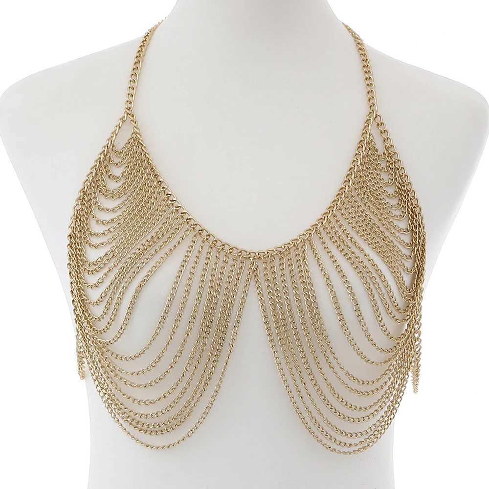 Sexy Chest Bra Chain Body Jewelry Women Metal Chain Multi Layer Body chain Jewelry Beach AccessoriesT250513