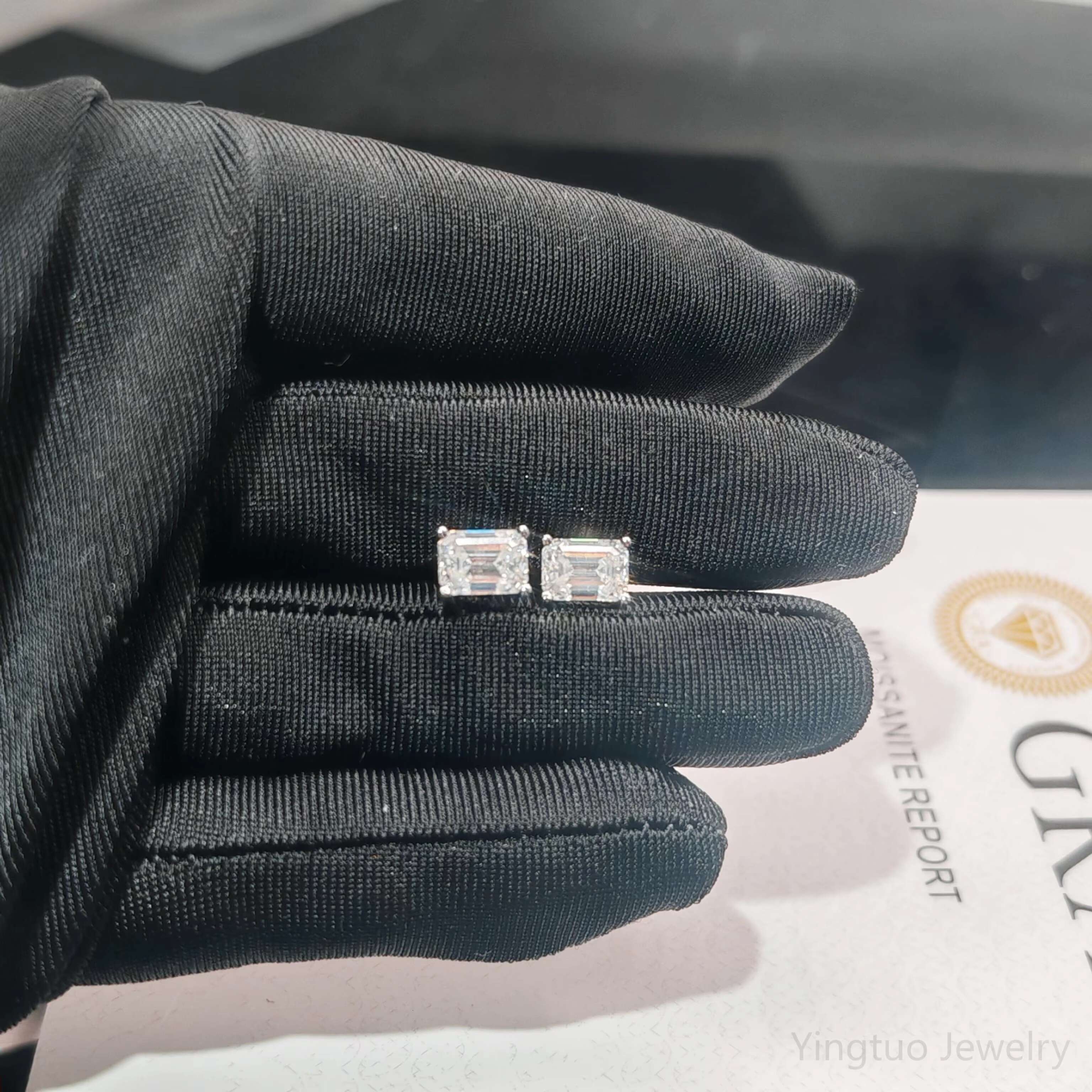 Hip Hop 18K Gold Plated 925 Sterling Silver VVS Moissanite Diamond Women Mossanite Stud Earrings Men