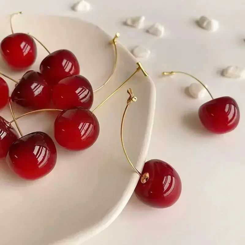 Sweet Red Cherry Earring for Women Trendy Korean Small Fresh Sweet Lovely Cherries Pendant Fruit Earrings Party Jewelry Gifts Y250510