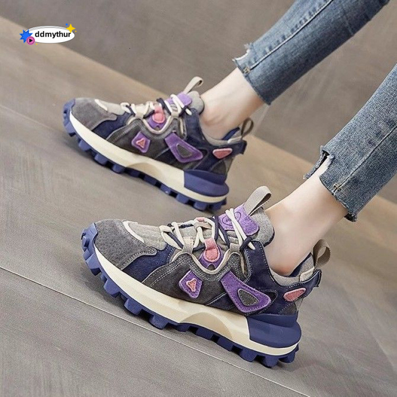 Women's 2025 soft soled stylish running shoes, color blocked internet famous sports and leisure dad shoes ddmythur