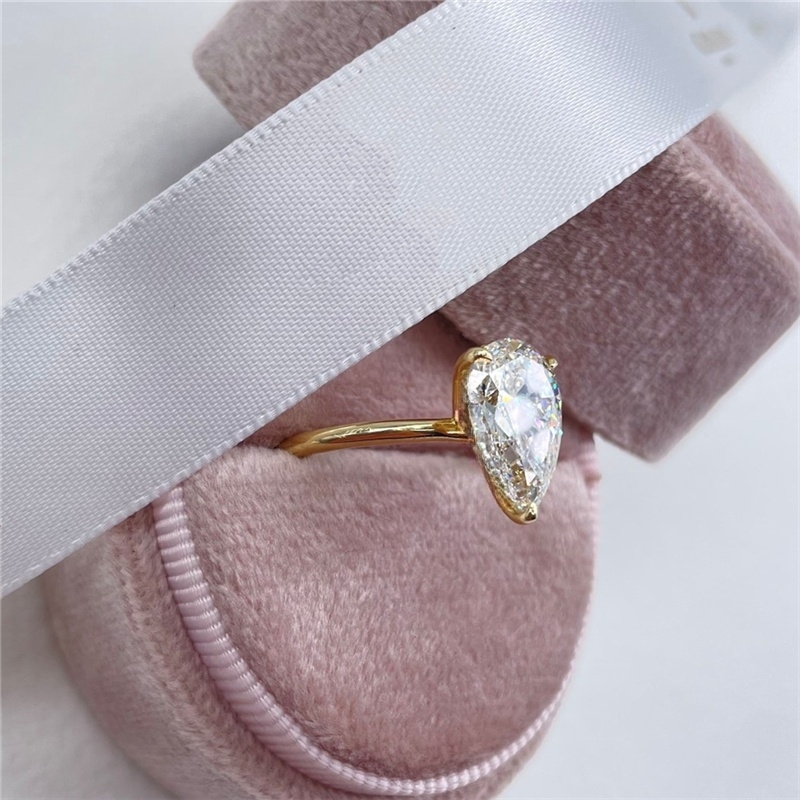 Jewelry 18K Rose Gold IGI Certificate 2.5 Carat Pear Shape Lab Grown Diamond Engagement Solitaire Ring For Women E VVS2 CVD Diamond Womens Wedding Gol