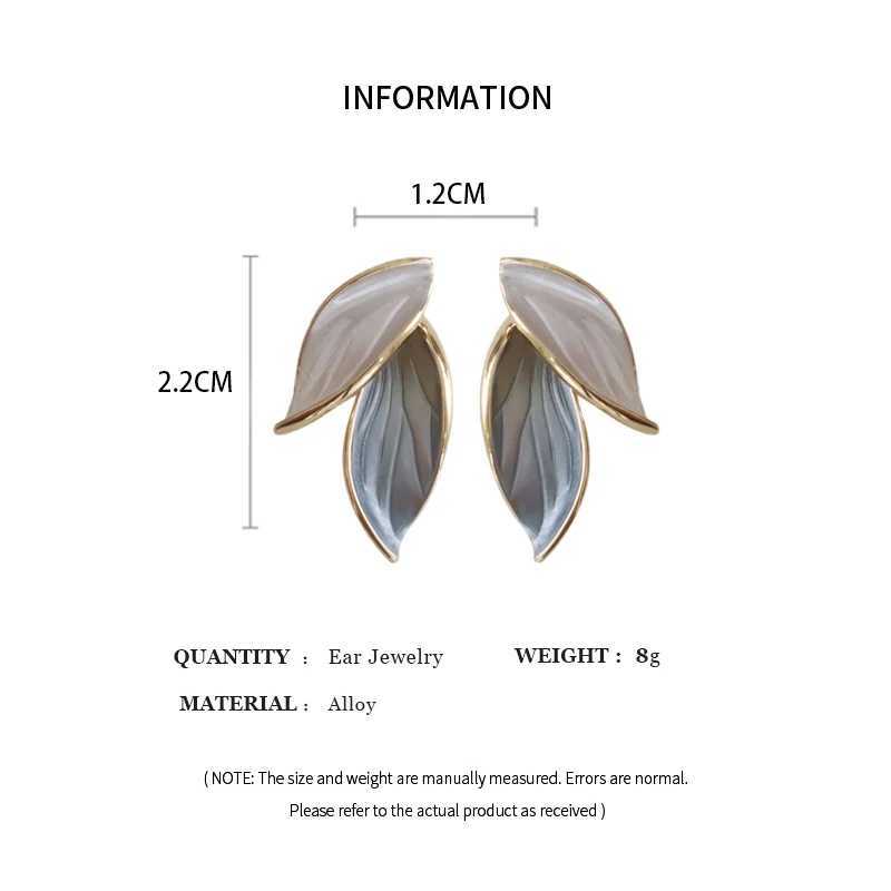 Sweet Leaf Stud Earrings For Women Fresh Blue And White Plant Ear Stud Exquisite Metal Style Earrings Elegant Jewelry Gift Y250510