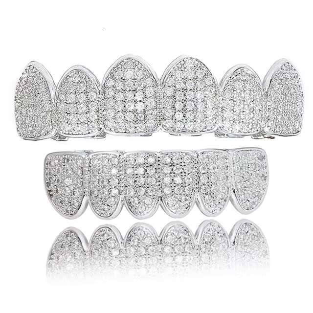Real Diamond Hip Hop Teeth Grillz Top Bottom Moissanite Grills Dental Mouth Punk Teeth Rapper Jewelry