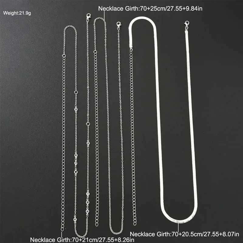 3Pcs Boho Flat Snake Chain Belly Waist Chain for Women Simple Silver Color Zircon Summer Beach Jewelry Female Bikini AccessoriesT250513