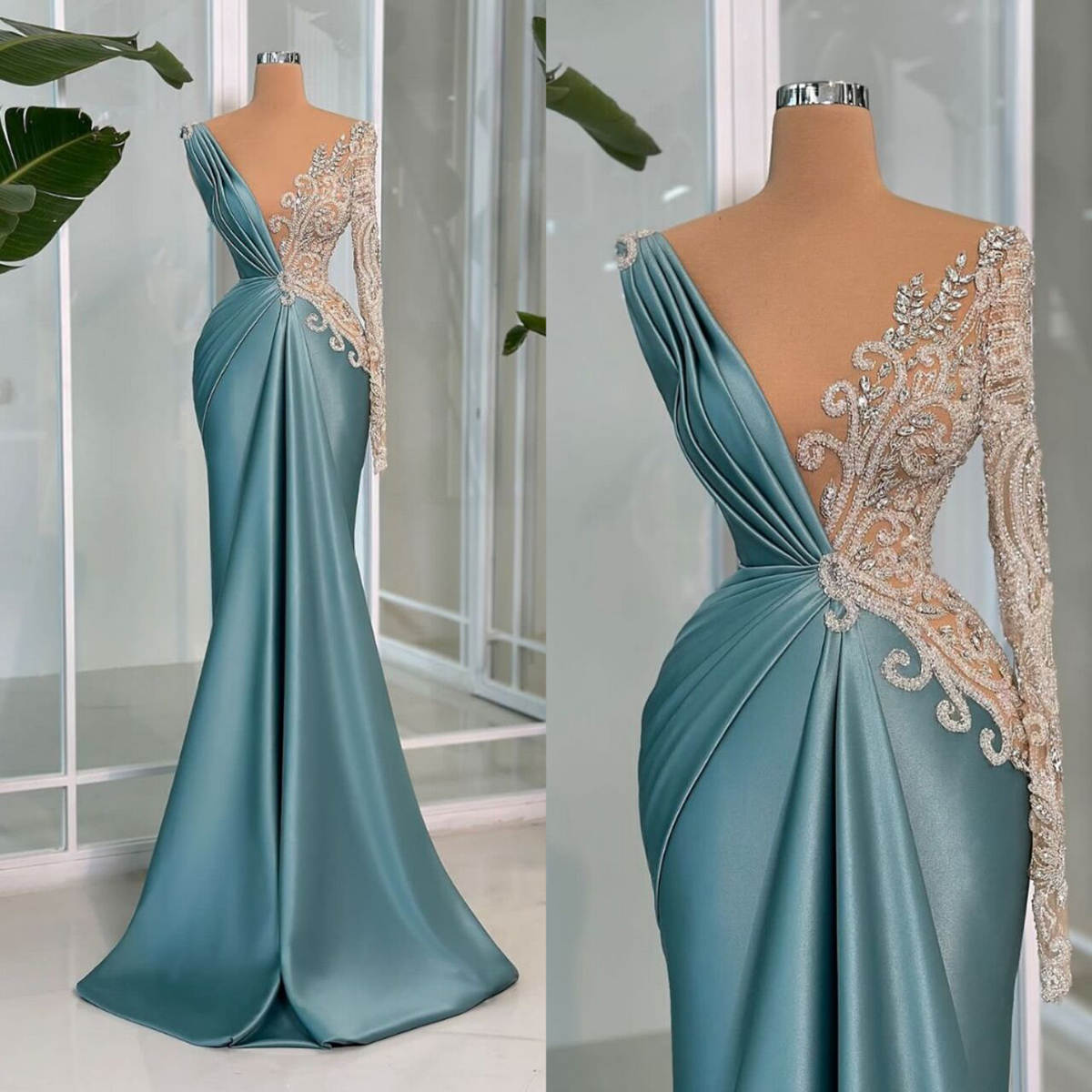Celebrity Mermaid Evening Dresses Elegant One Shoulder Long Sleeve Prom Dress Ladies Appliques Party Gowns Customized