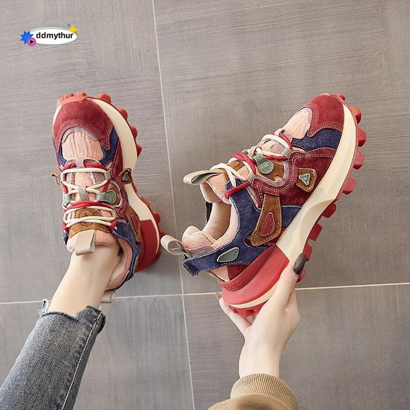 Women's 2025 soft soled stylish running shoes, color blocked internet famous sports and leisure dad shoes ddmythur