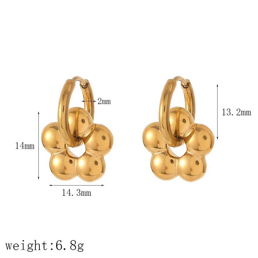 Colorful Small Flower Stainless Steel Charms Earring 18K Gold Plated Circle Ear Buckle Hoop Earrings Jewelry for Women Y250510