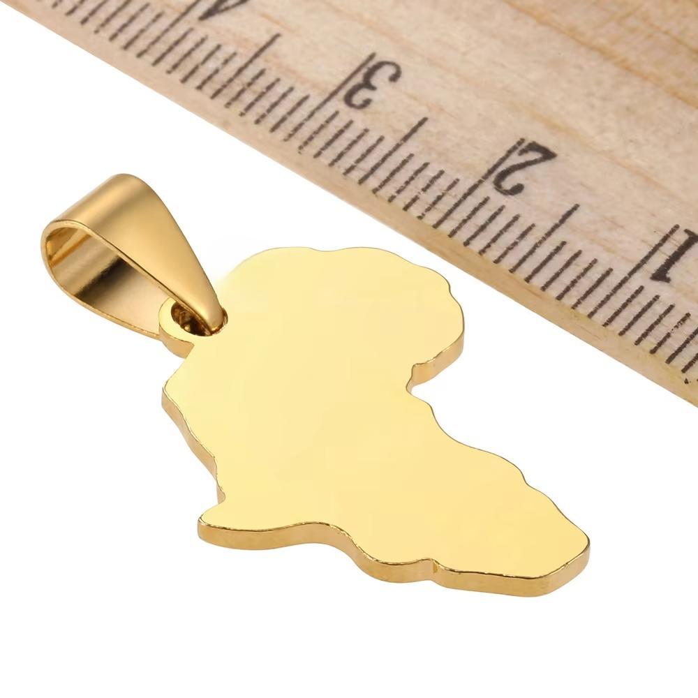 Twisted Necklace for Men Women Africa Map Pendant Gold Color Link Chain Fashion Gifts