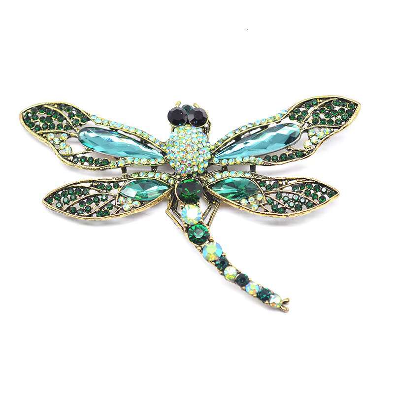 Fashion Luxury Retro Gemstone Insect Crystal Dragonfly Brooch Pin Jewelry Diamond Inspired Designer Outfits Decoration for Women