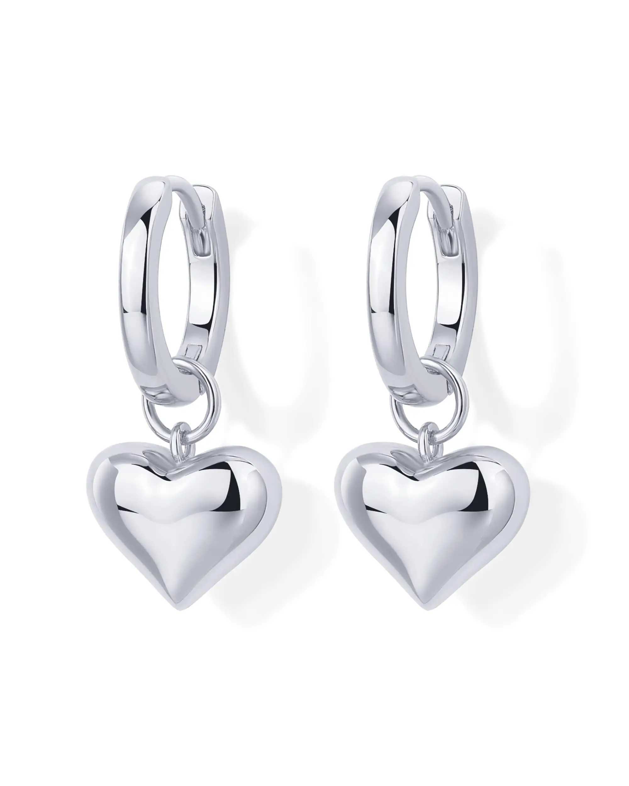 Shevalu Heart Pendant Earrings for Women Fashion 14K Gold Plated Sterling Silver Post Design Charm Huggie Hoops Earring For gift Y250510
