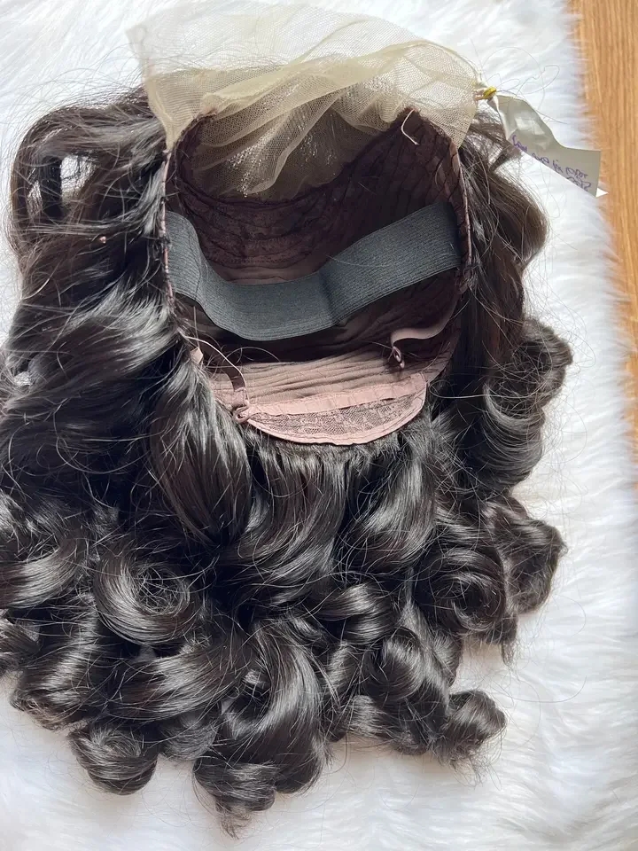 Afro Rose Curly Funmi Wigs with Bang Short Bouncy Curly Bob Wig 250% density Machine Made Rose Curl Human Hair Wig For Black Women