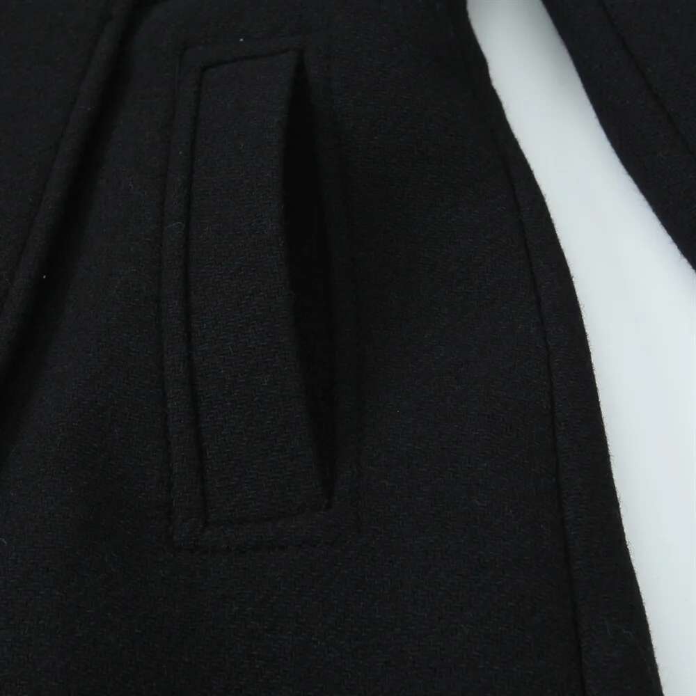 TRAF Autumn New Product Women's Fashion Style Long Sleeve Stand Collar Double Row Buckle Medium length Coat