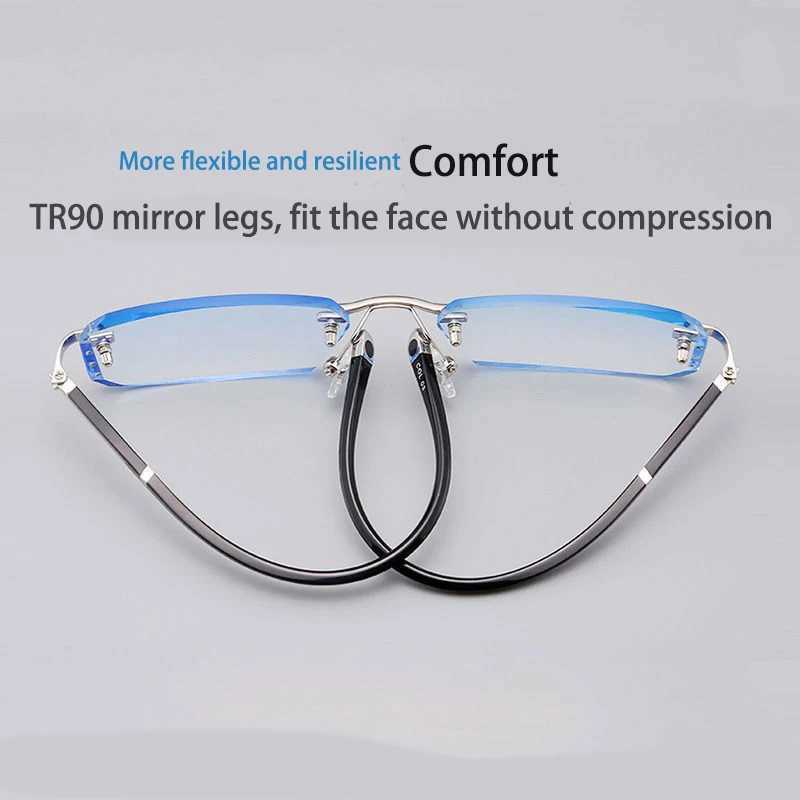 Shatar Frameless Diamond Cut Edge Reading Glasses For Men And Women Ultra LIGHT High-Definition Anti Blue Light Presbyopia W250513