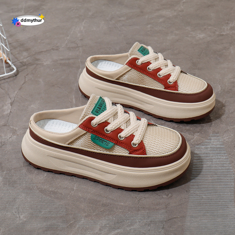 Flat bottomed board 2025 new style Baotou semi trailer summer outdoor wear breathable one foot lazy casual women's shoes W520 #ddmythur
