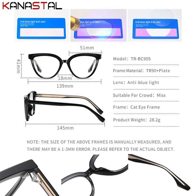 Women Blue Light Blocking Glasses CR39 Optic Lenses Prescription Myopia Reading Eyewear Computer TR90 Cat Eye Eyeglasses Frame W250513