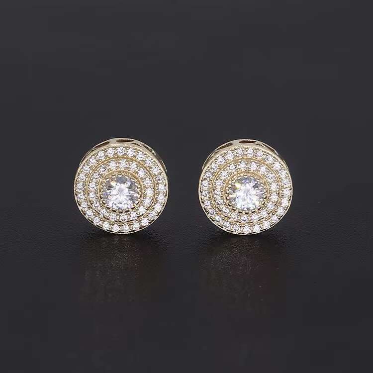 LUCK Hiphop Men Iced Out Hip Hop Sterling Silver 925 Screw Back Moissanite Diamond Classic Stud Earrings