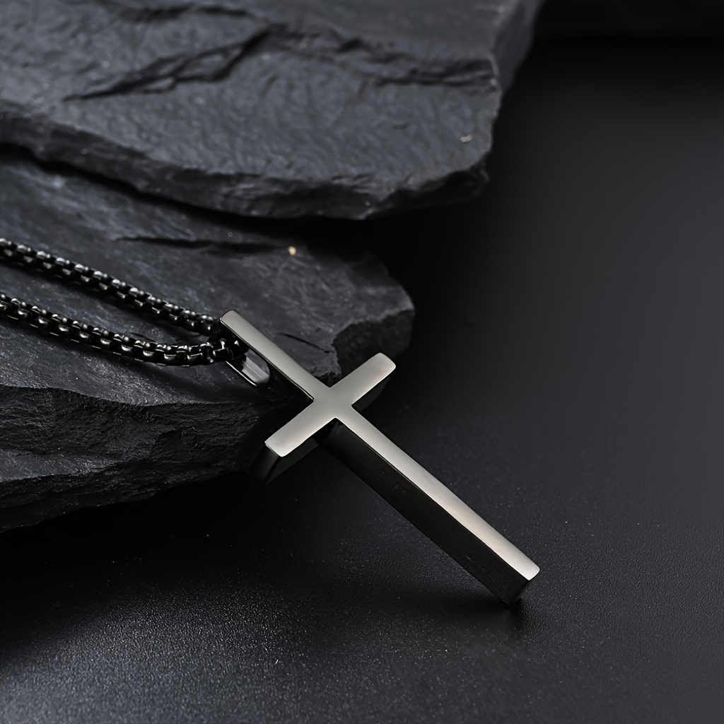 Modern Unisex Cross Design TiSteel Necklace for Everyday Wear - Corrosion-Free