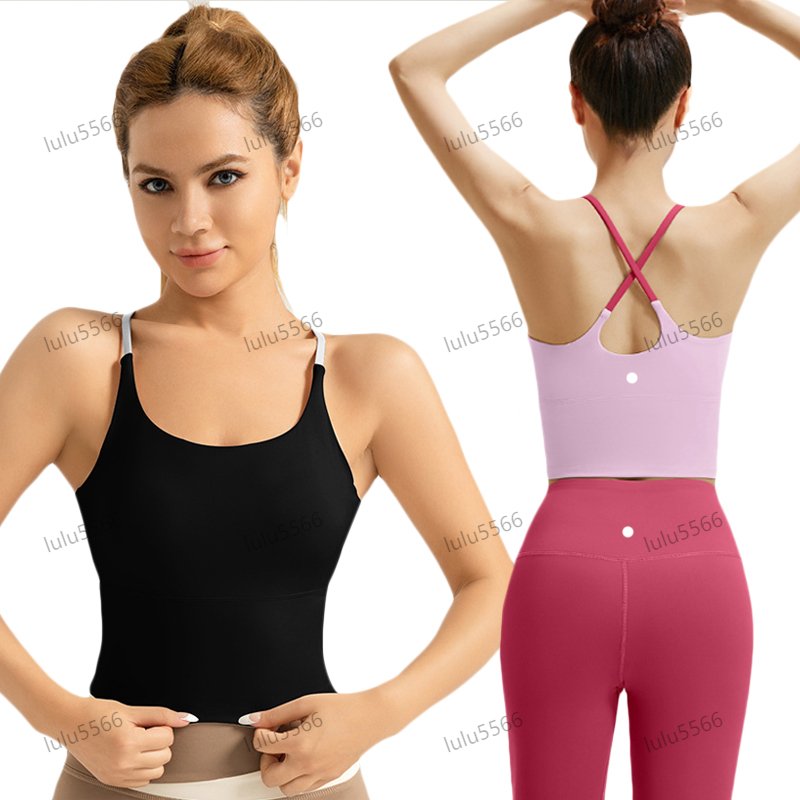 Yoga Sport Bra align tank Gym Clothing women Fitness Tank Crop Cross Vest workout set Back fixed Shockproof Chest Pad bralette lingerie suit gym clothes set Outfits