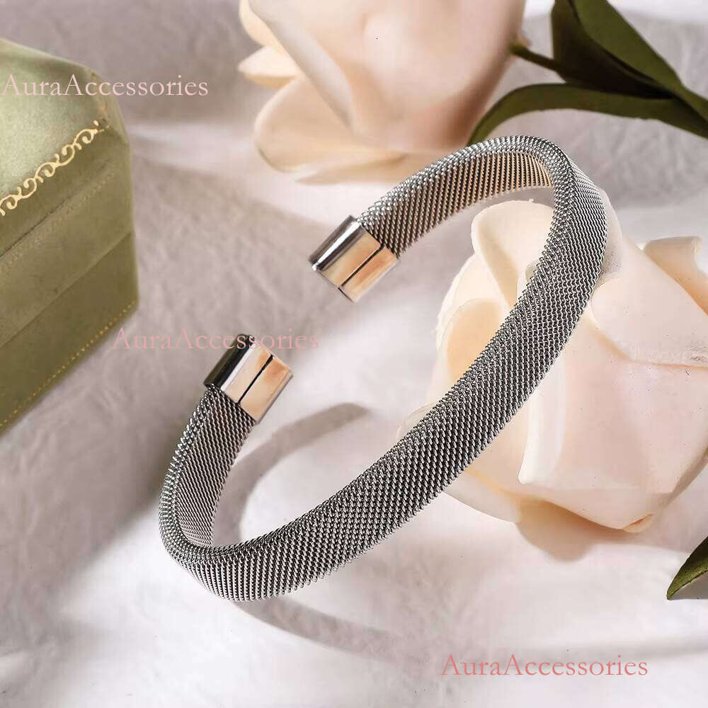 Ins French Style Weaving Design Adjustable Bracelet Jewelry Gold Plated Mesh Open Cuff Bracelets & Bangles