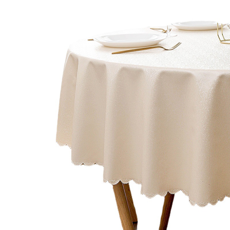 A895 tablecloth waterproof and oil-proof washable round tablecloth light luxury high-end hotel banquet large round table tablecloth coffee table table