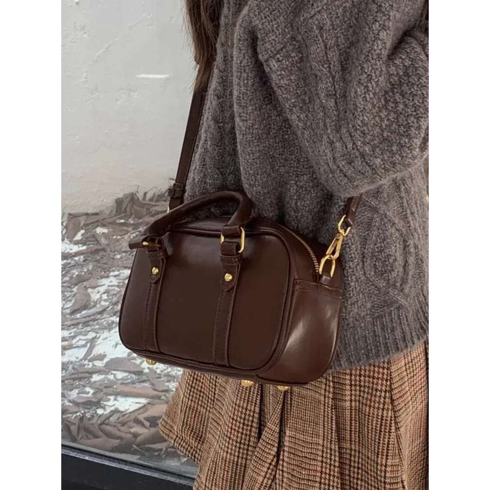 JIAERDI Vintage Brown Messenger Bag Purse Women Autumn Winter Leather Casual Crossbody Female Retro Hot Girl Y2k Hand Bags