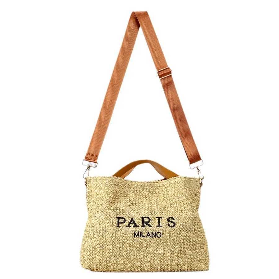 Fashion Letters Straw Women Handbags Casual PP Straw Shoulder Crossbody Bags Summer Beach Large Capacity Tote Bag Holiday 2025 Z250513