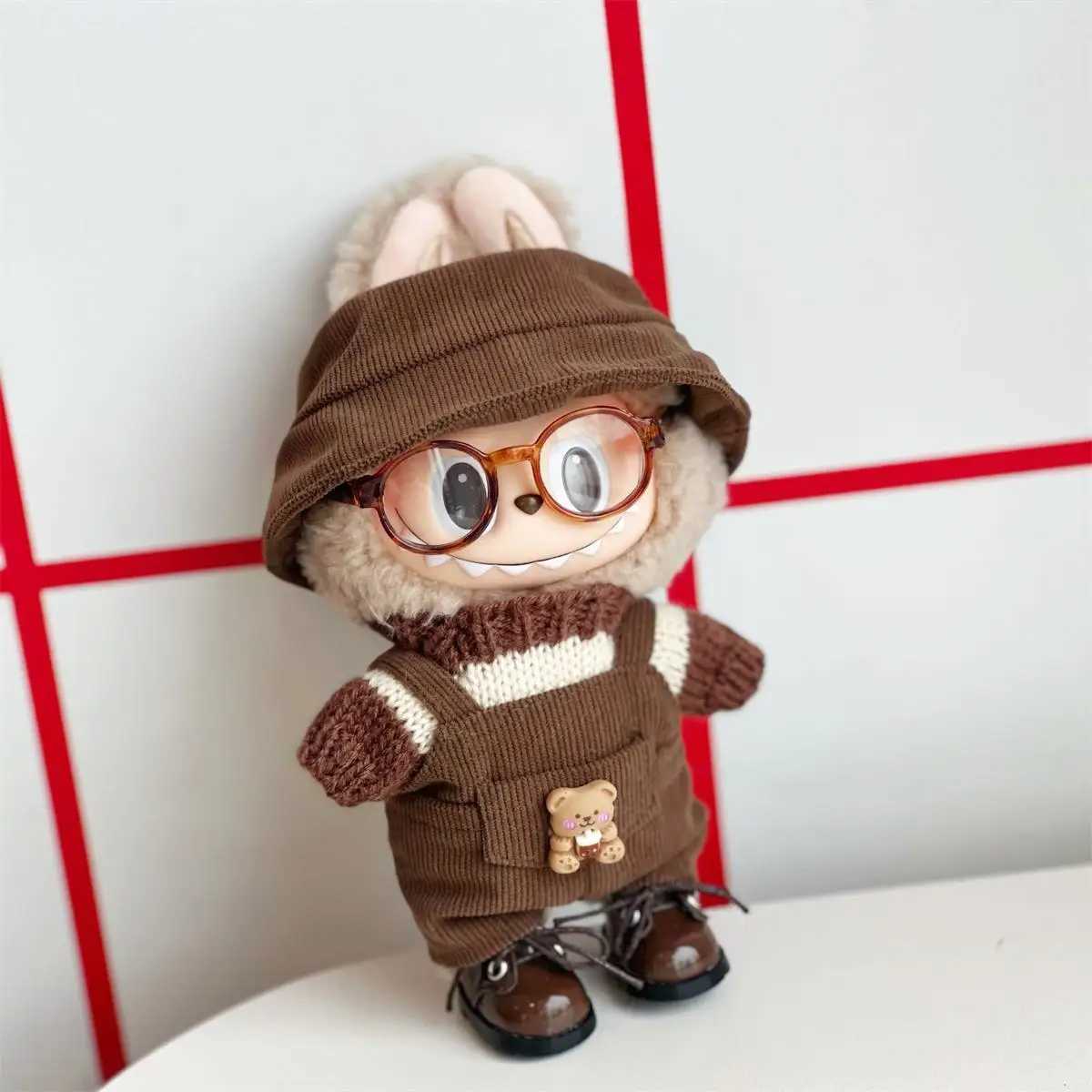 17cm doll clothes Labubu doll clothes casual versatile sweater fisherman hat overalls changing clothesT250513
