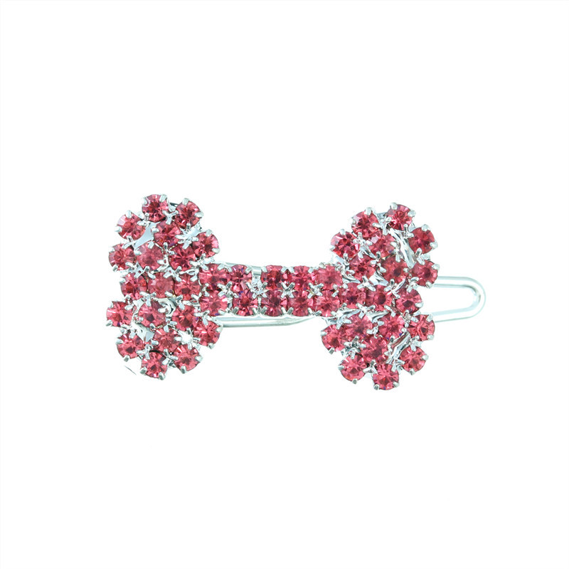 4 PCS Luxury Crystal Rhinestone Dog Bone Hair Clips, Pet Grooming Hair Products, Photography Hair Accessories Props, Christmas Party Hair Accessories 