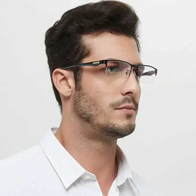 Progressive Multifocal Photochromic Reading Glasses Anti-blue Light Far Sight Glasses Men Half Frame Business Presbyopia Glasses W250513