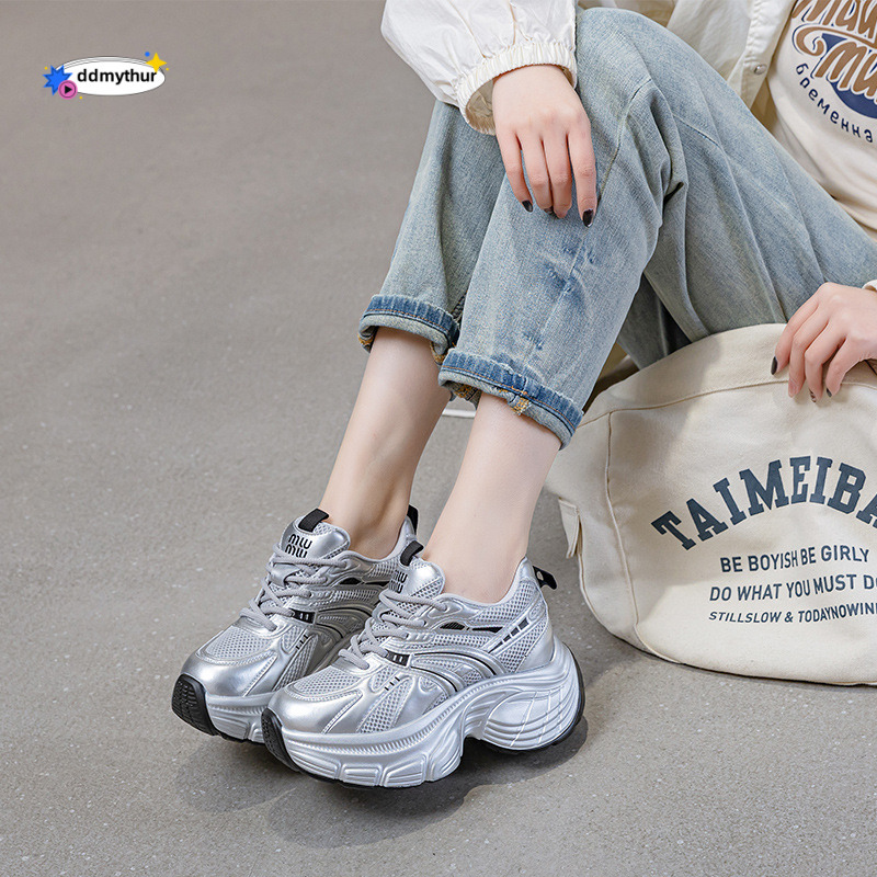 Dad's 2025 new height increase, small stature, spring thick sole, anti slip, fashionable and versatile sports shoes for women ddmythur