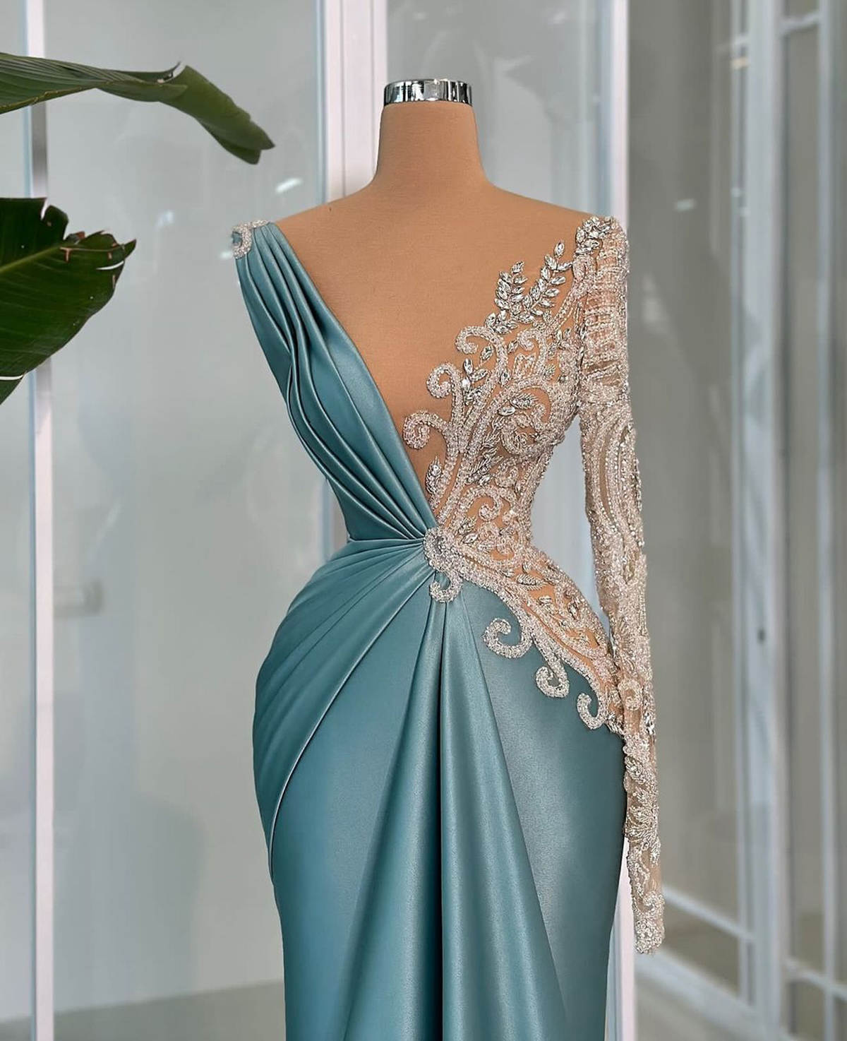 Celebrity Mermaid Evening Dresses Elegant One Shoulder Long Sleeve Prom Dress Ladies Appliques Party Gowns Customized