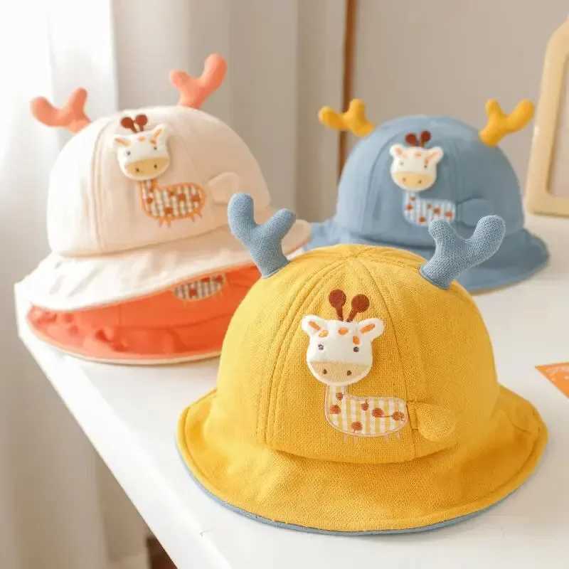 Cartoon Giraffe Baby Bucket Hat Spring Summer Cotton Boys Girls Fisherman Hats Outdoor Casual Kids Sun Cap R250512