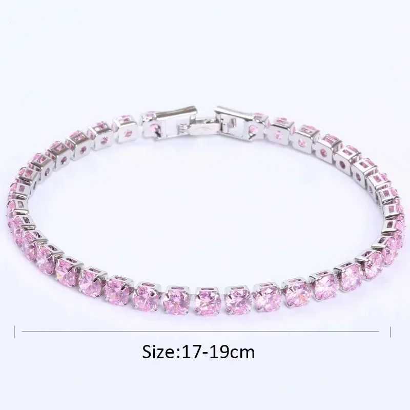 Luxury Hiphop Iced Out 4mm Cubic Zirconia Crystal Tennis Bracelets For Women Men Gold Color Silver Color Bracelet Chain Jewelry XJ250707