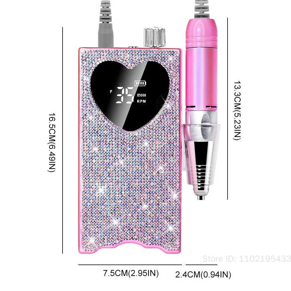 96W Rechargeable Nail LED UV Lamp And 35000RPM Nail Drill Machine with Diamonds Heart-Shaped Design for Manicure Polishing Dryer W250513