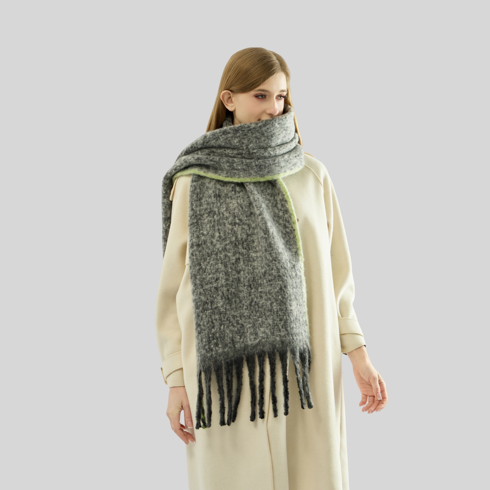 K705 Cross-border European and American fashion simple versatile neck scarf thick contrast color scarf