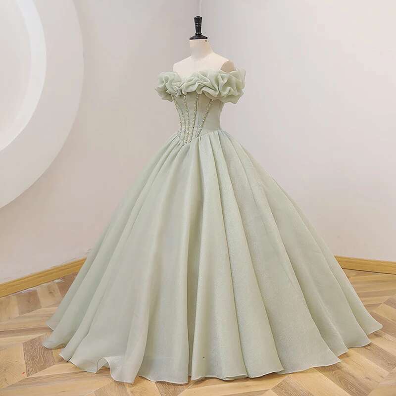 Customized Light Green Ball Gown Women Quinceanera Dresses Sequins Prom Birthday Party Gowns Formal Vestido De Noche