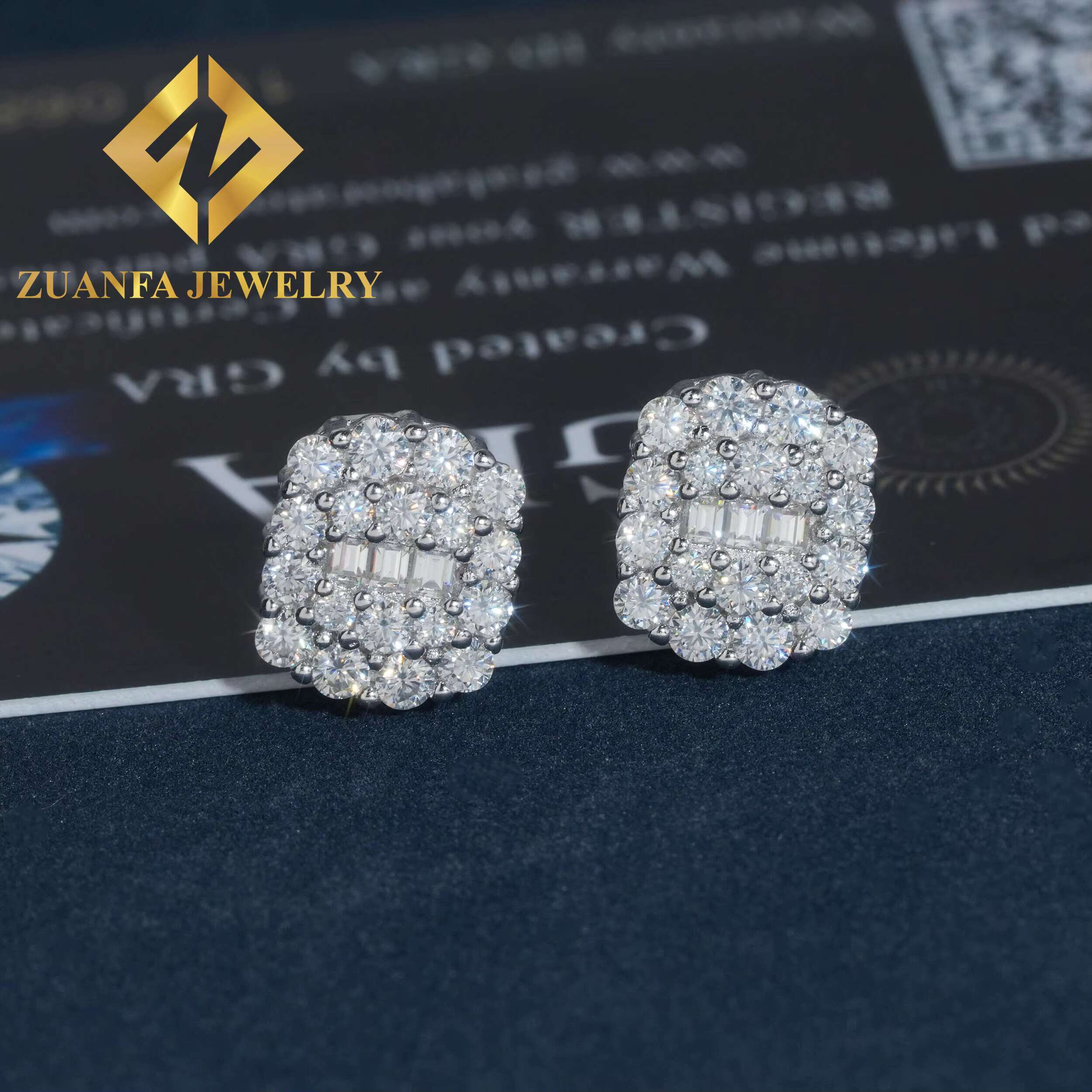 Wholesale Price Stud Earring Hip Hop 925 Sterling Silver Pass Diamond Tester GRA Certified Moissanite Luxury Stud Earring