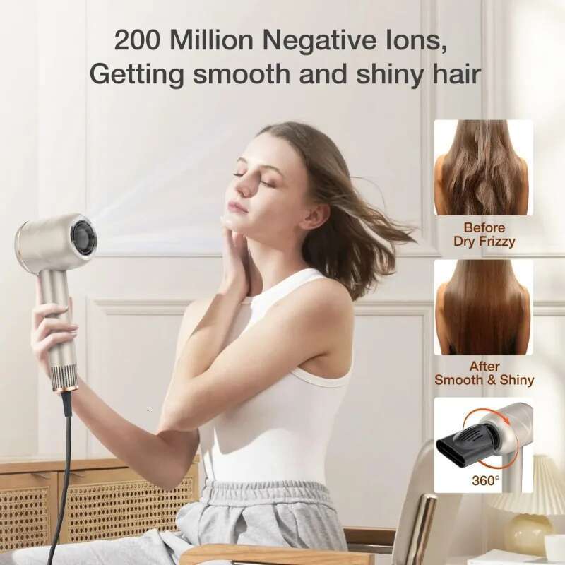 Moosoo Blow Dryer Women, Hair Dryer, 4 Temps & 3 Speeds With RGB Light For Home, Travel