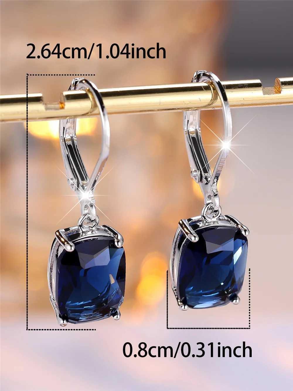 Luxury Female Blue Zircon Cross Hoop Earrings Fashion Silver Color Wedding Jewelry For Women Y250510