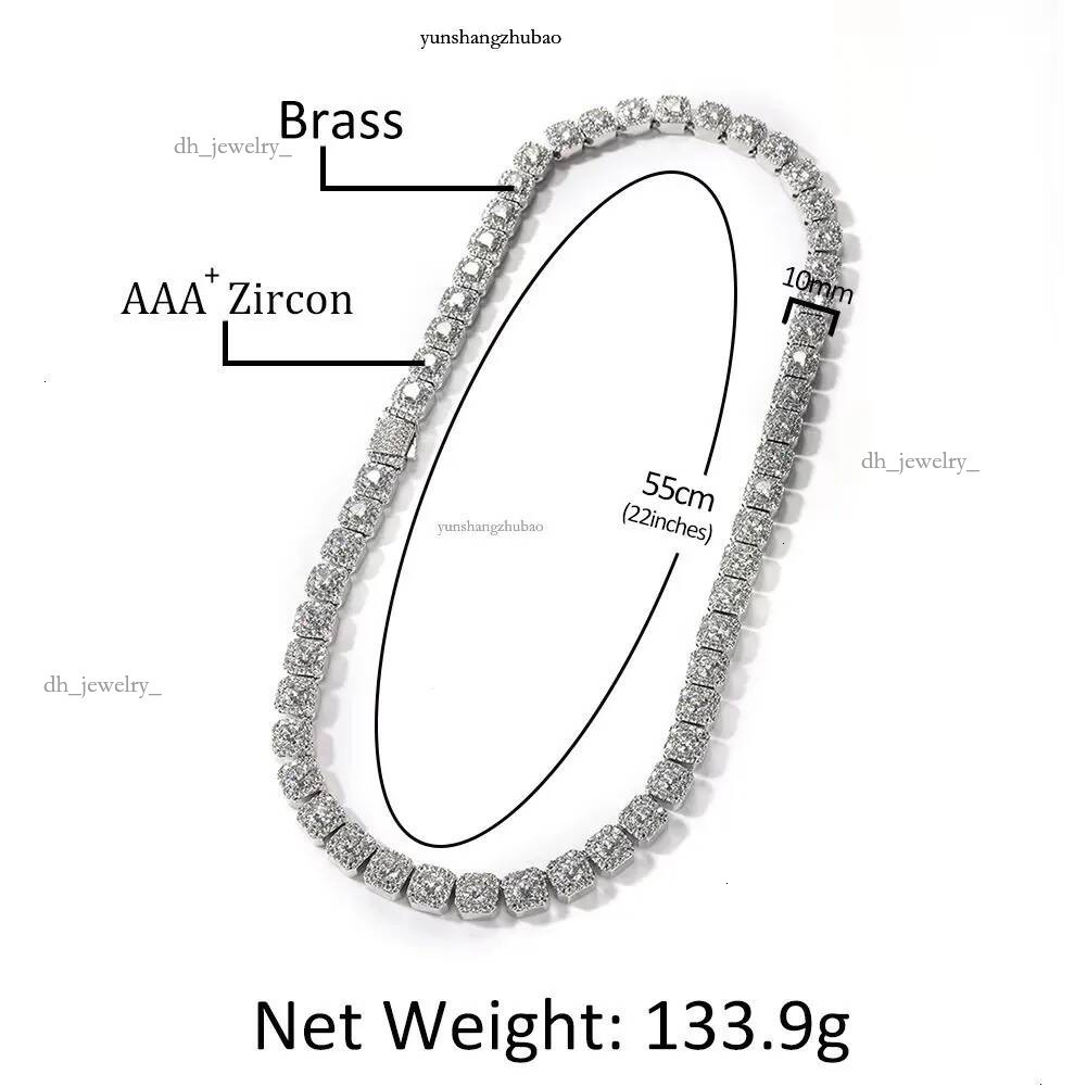 Hip Hop White Gold Micro 10MM Clustered Tennis Chain Necklace for Men Ice Chains Jewelry